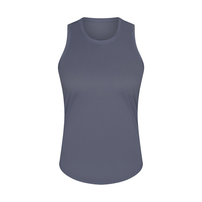 Gray sports lightweight quick-drying women's tank top, perfect for yoga, made of durable spandex and nylon.