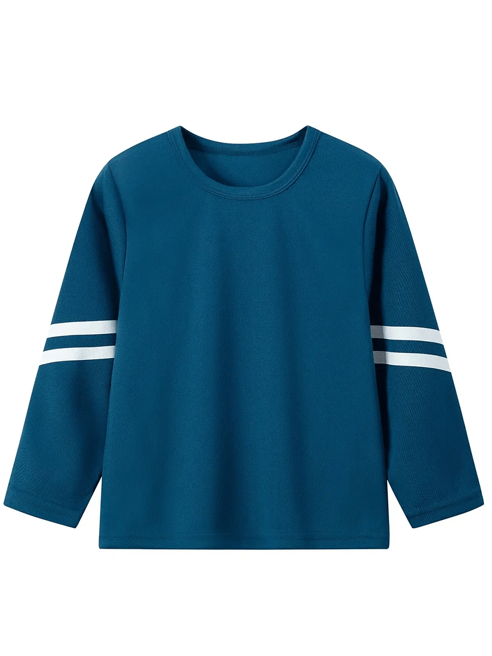 Blue sports long-sleeved top for boys and girls, featuring white stripes on sleeves, model SF3097.