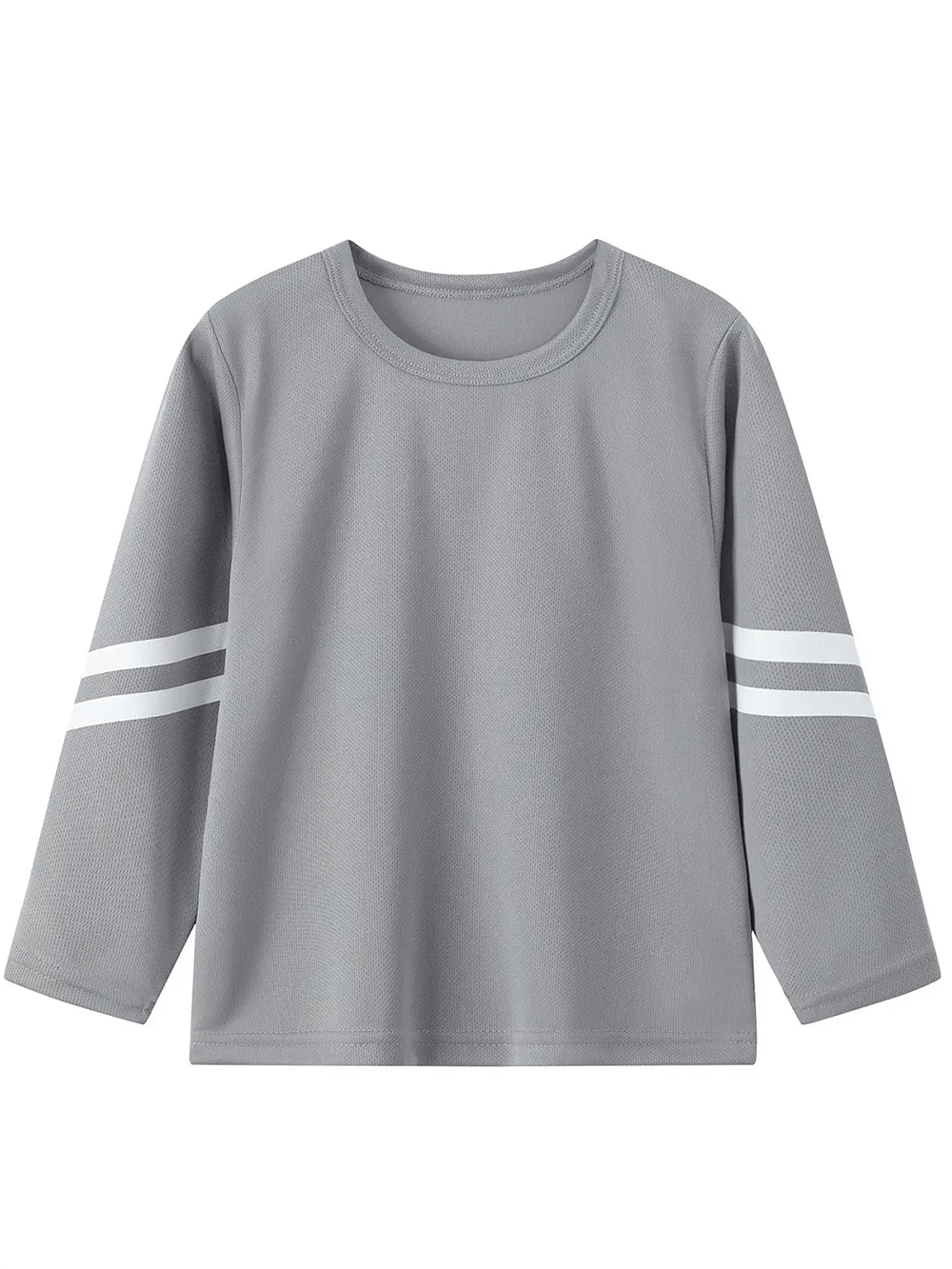 Grey sports long-sleeved top with white stripes for boys and girls, SF3097, perfect for active kids.