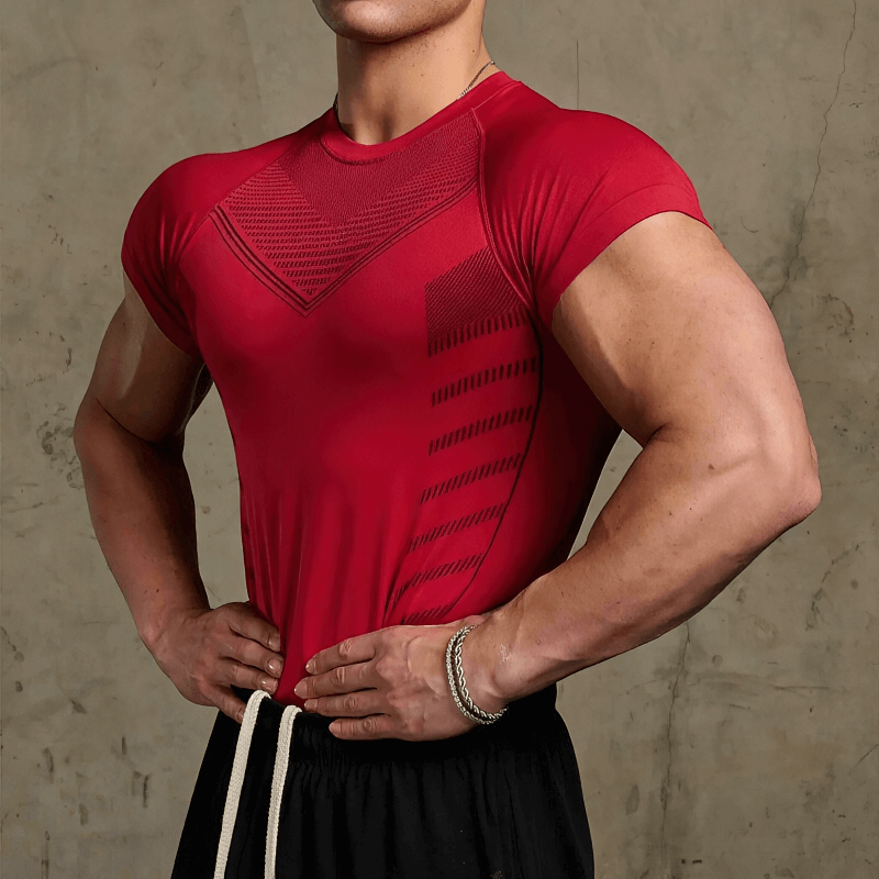 Sports Men's Quick Dry T-Shirt in red, perfect for workouts and leisure, with short sleeves and o-neck design, SF1324 model