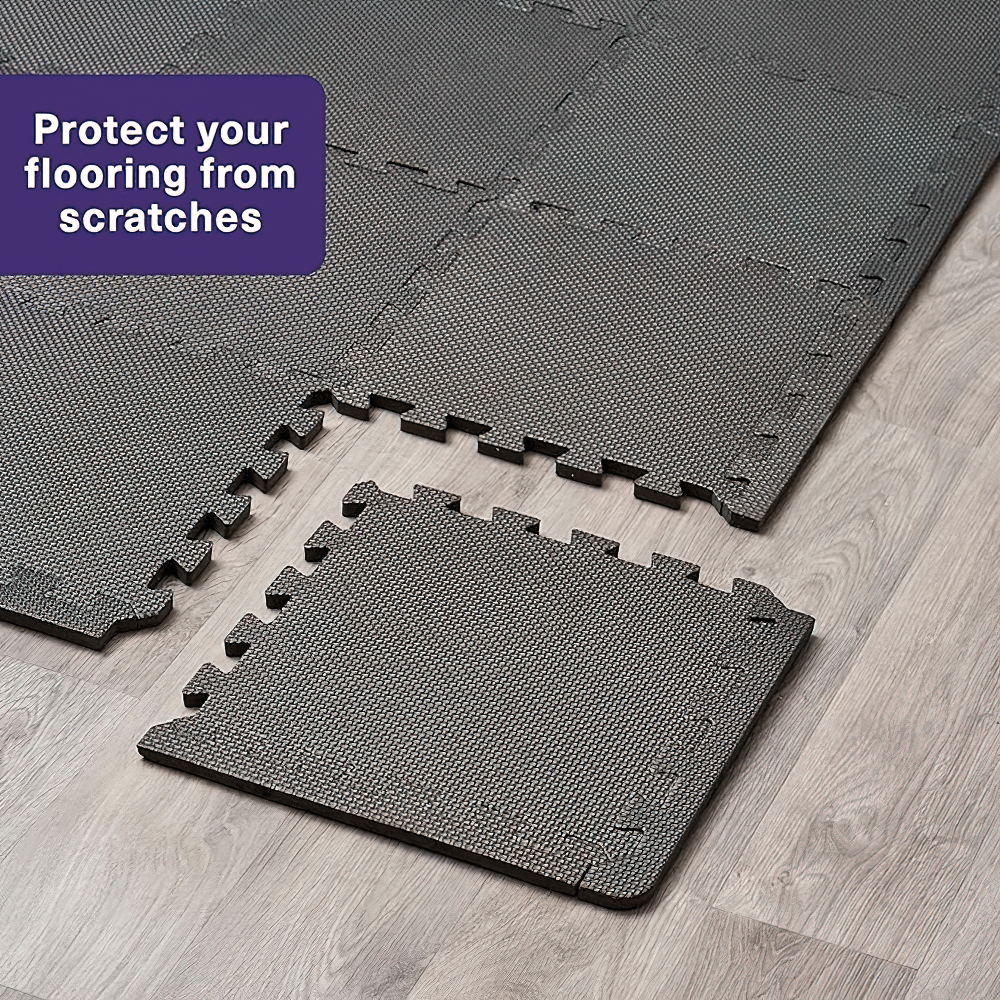 Non-slip cross pattern floor mats for yoga and fitness, protecting wooden flooring from scratches.