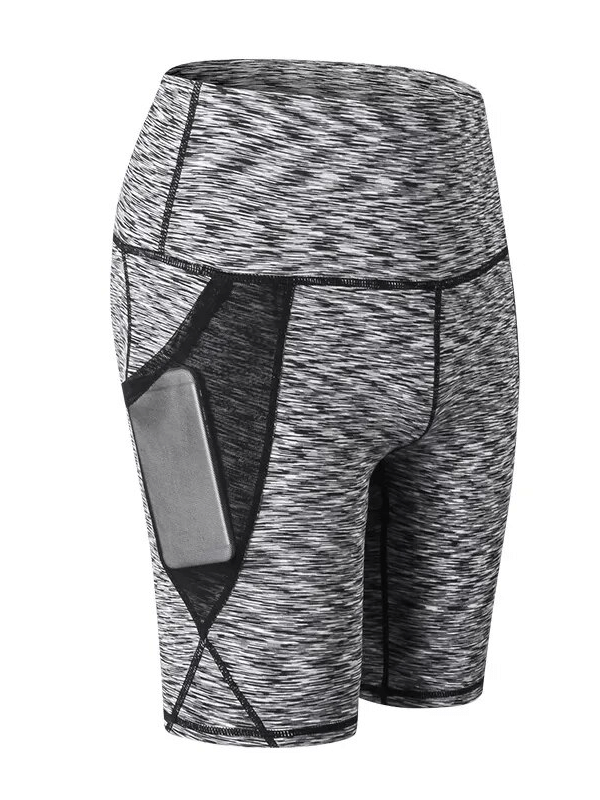 Women's high-waisted quick-dry sports shorts with patchwork, perfect for yoga and running. SF1608. Breathable and stylish design.