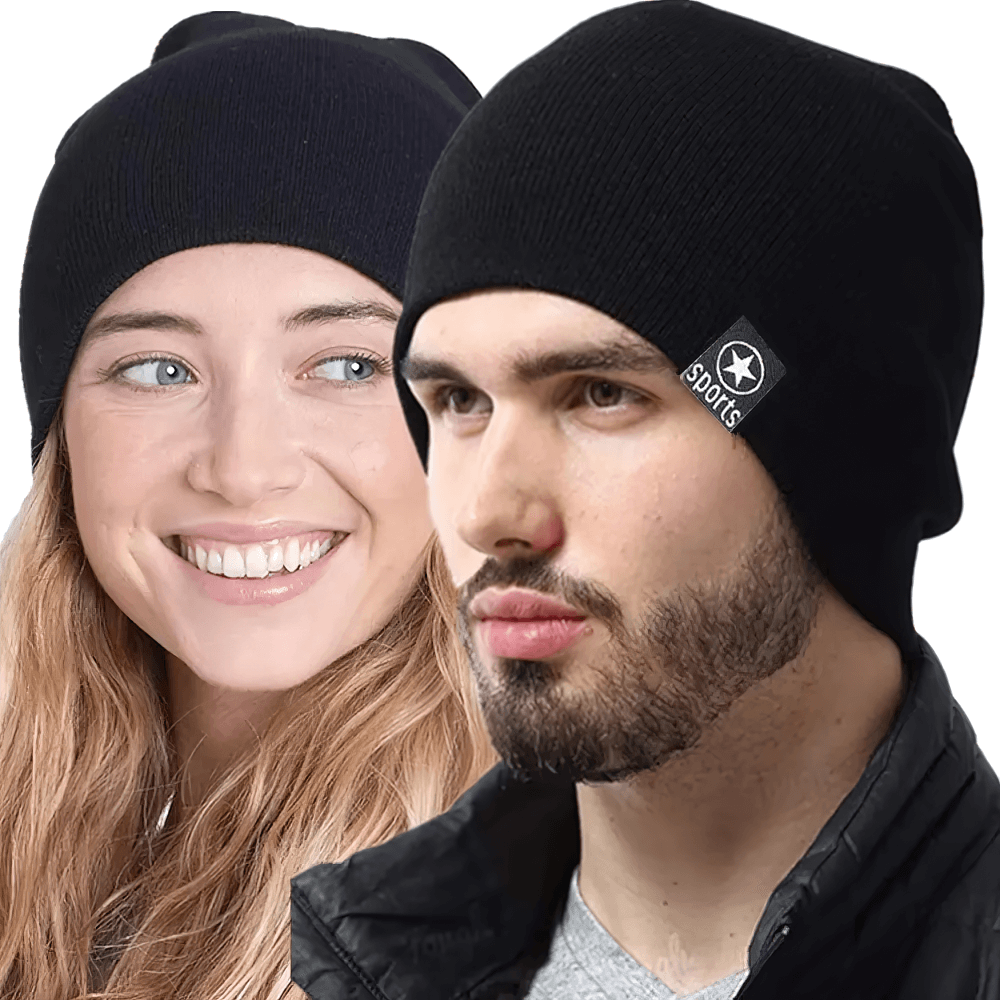 Unisex outdoor beanie with fur lining, perfect for chilly days. Black knit design adds warmth and style for winter adventures.