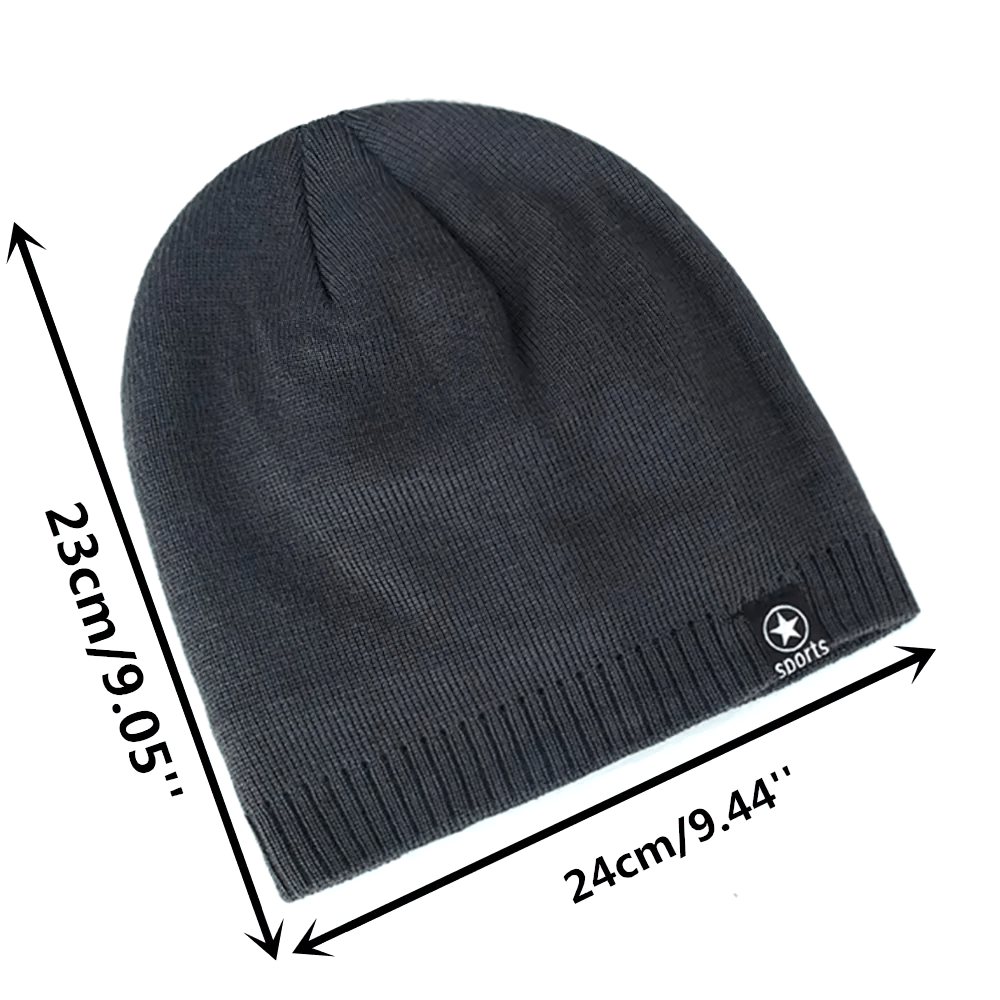 Gray Sports warm knitted beanie with fur lining, ideal for outdoor adventures. Unisex design, measures 23cm by 24cm. Model SF2407.