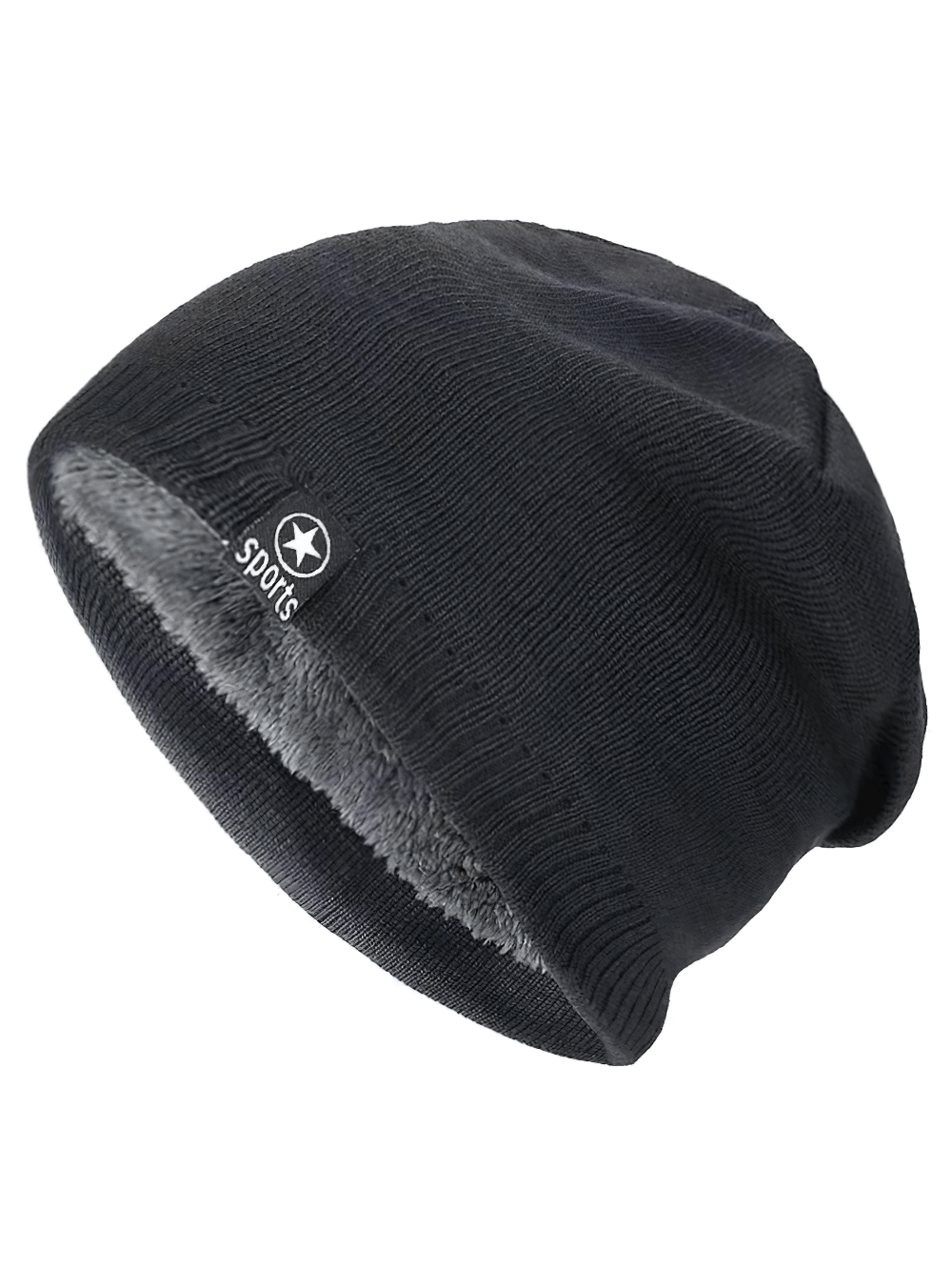 Warm knitted beanie with fur lining, unisex outdoor sports hat SF2407 in solid color, perfect for winter adventures.