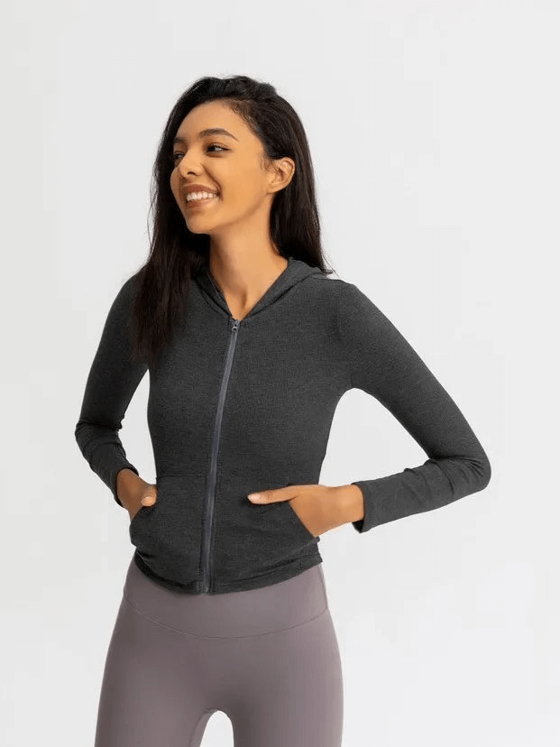 Sports Women's Zipper Jacket with Long Sleeves and Hood - SF1814