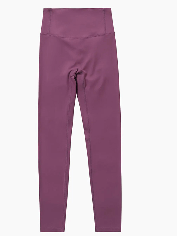 Purple high-waisted leggings for women, made from nylon and spandex, ideal for yoga and fitness, featuring quick-dry technology.