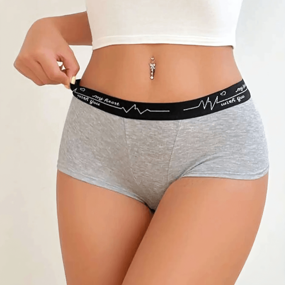 Sporty Ladies Panties with Letter Print Waistband - SF2520