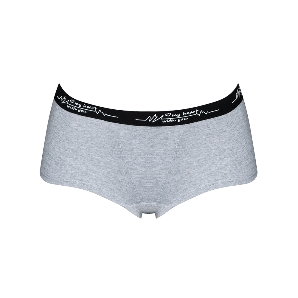 Sporty ladies panties with letter print waistband, mid-rise fit, spandex-polyamide blend, in grey, perfect for active women - SF2520