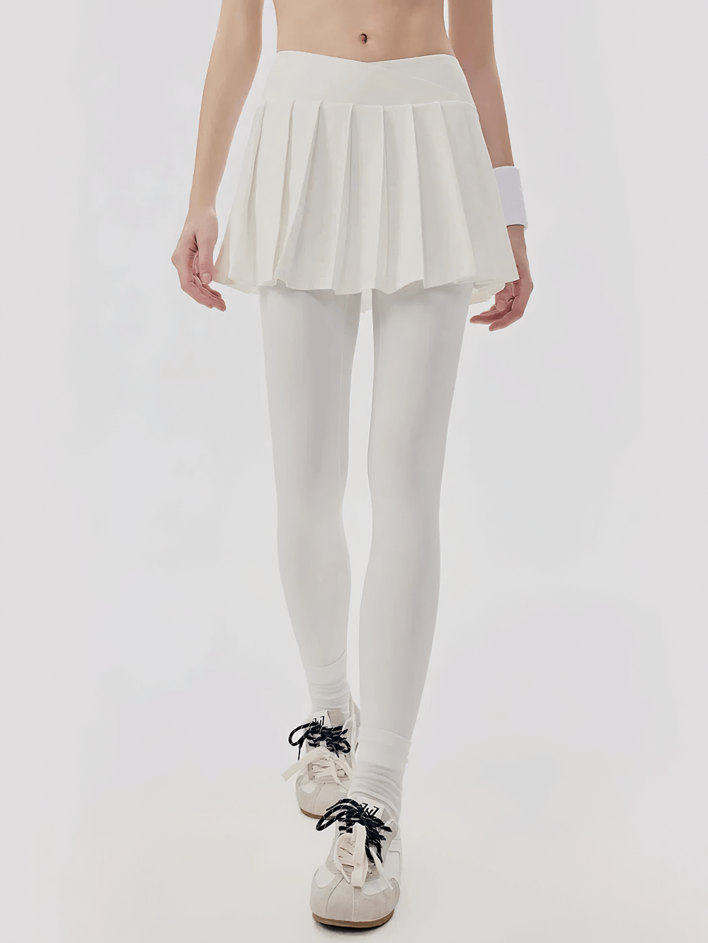 Sporty Pleated Skirt Yoga Leggings for Women - SF4415