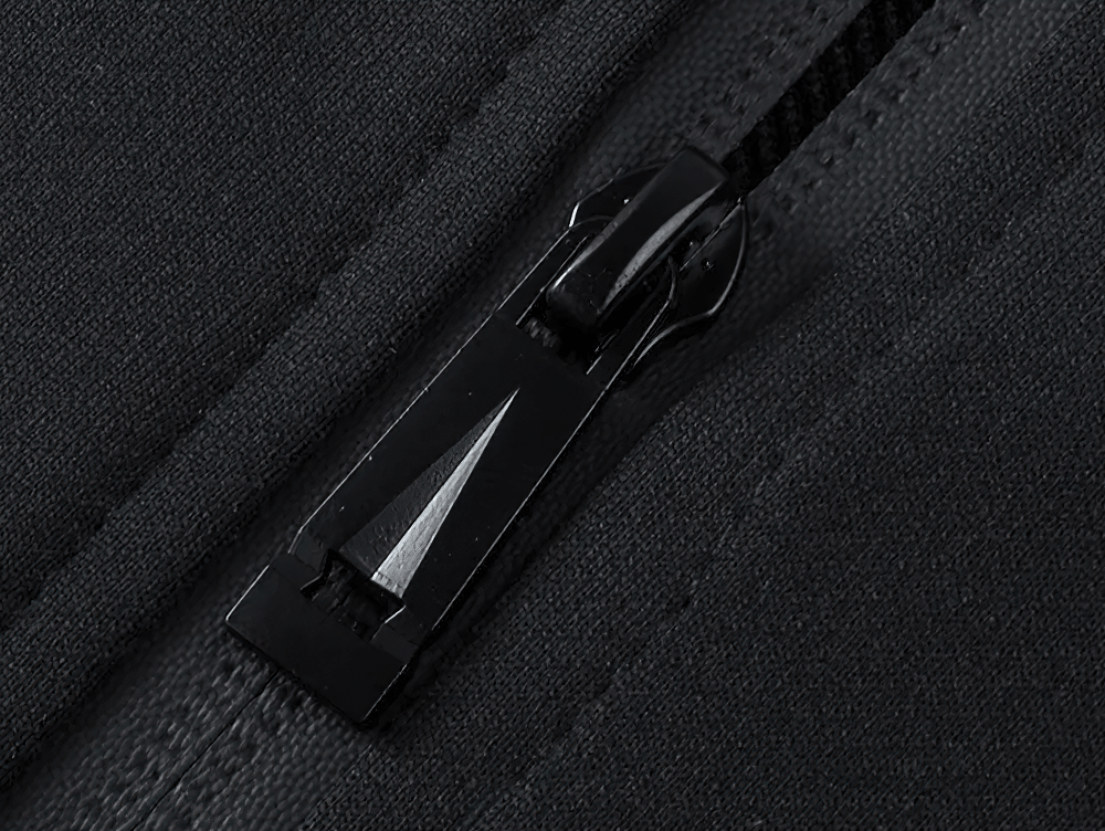 Sporty Stripe Track Jacket Set with Black Joggers - SF4707 zipper detail showcasing sleek design and functionality.