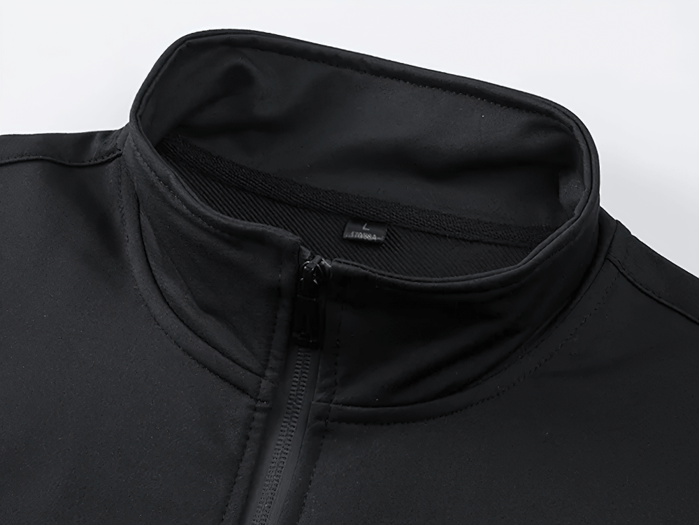 Sporty Stripe Track Jacket Set with Black Joggers - SF4707 close-up of zip-up stand collar jacket neck