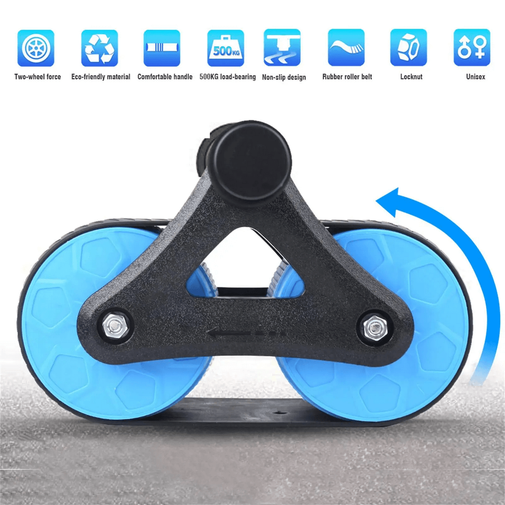 Blue wheels ab roller SF3261 for home gym; features dual mute wheels, eco-friendly material for core strength workouts.