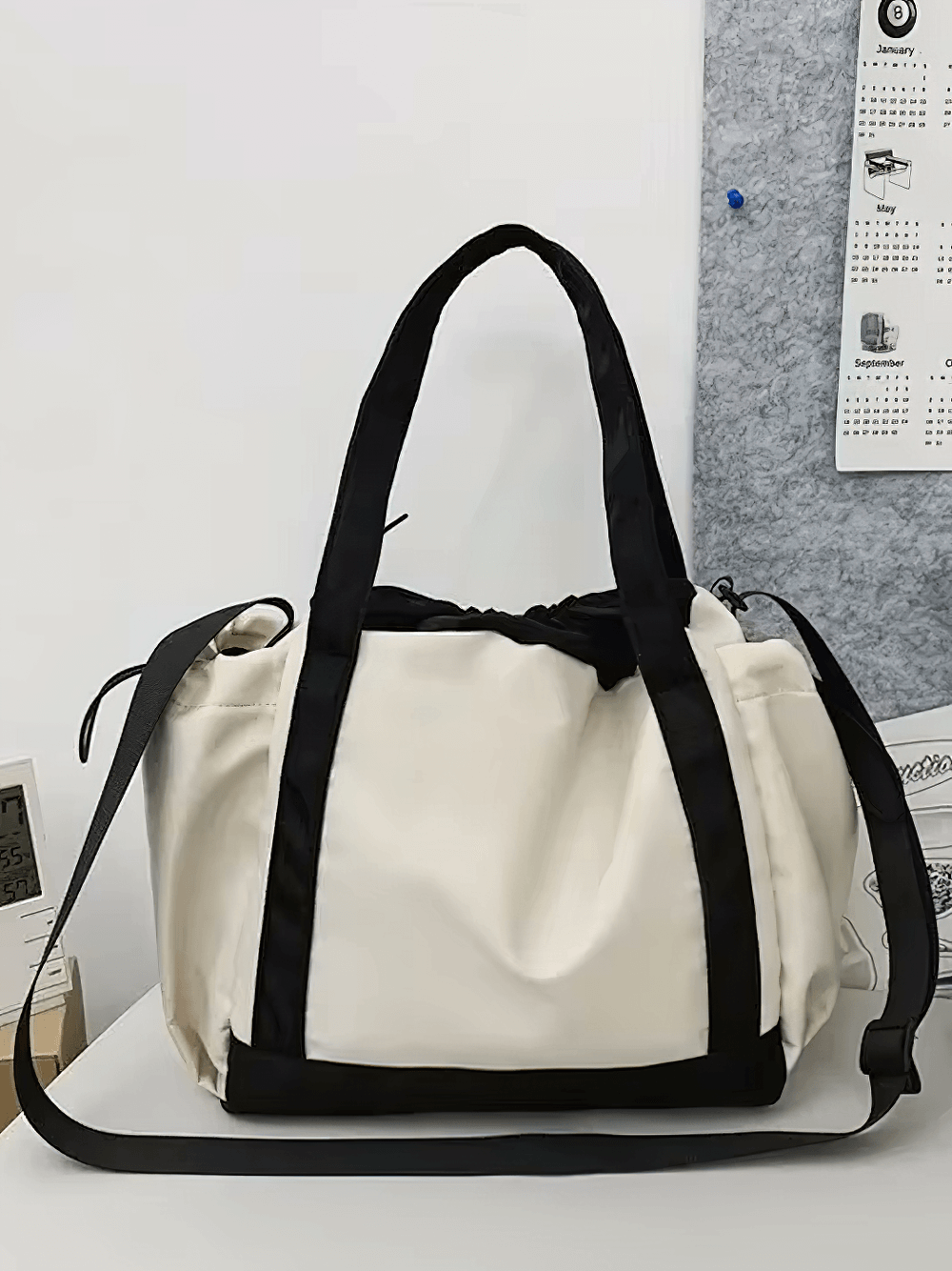 Alt Tag: Versatile star pattern shoulder bag with drawstring, nylon construction, and adjustable straps. Perfect for travel and daily use. SF2661