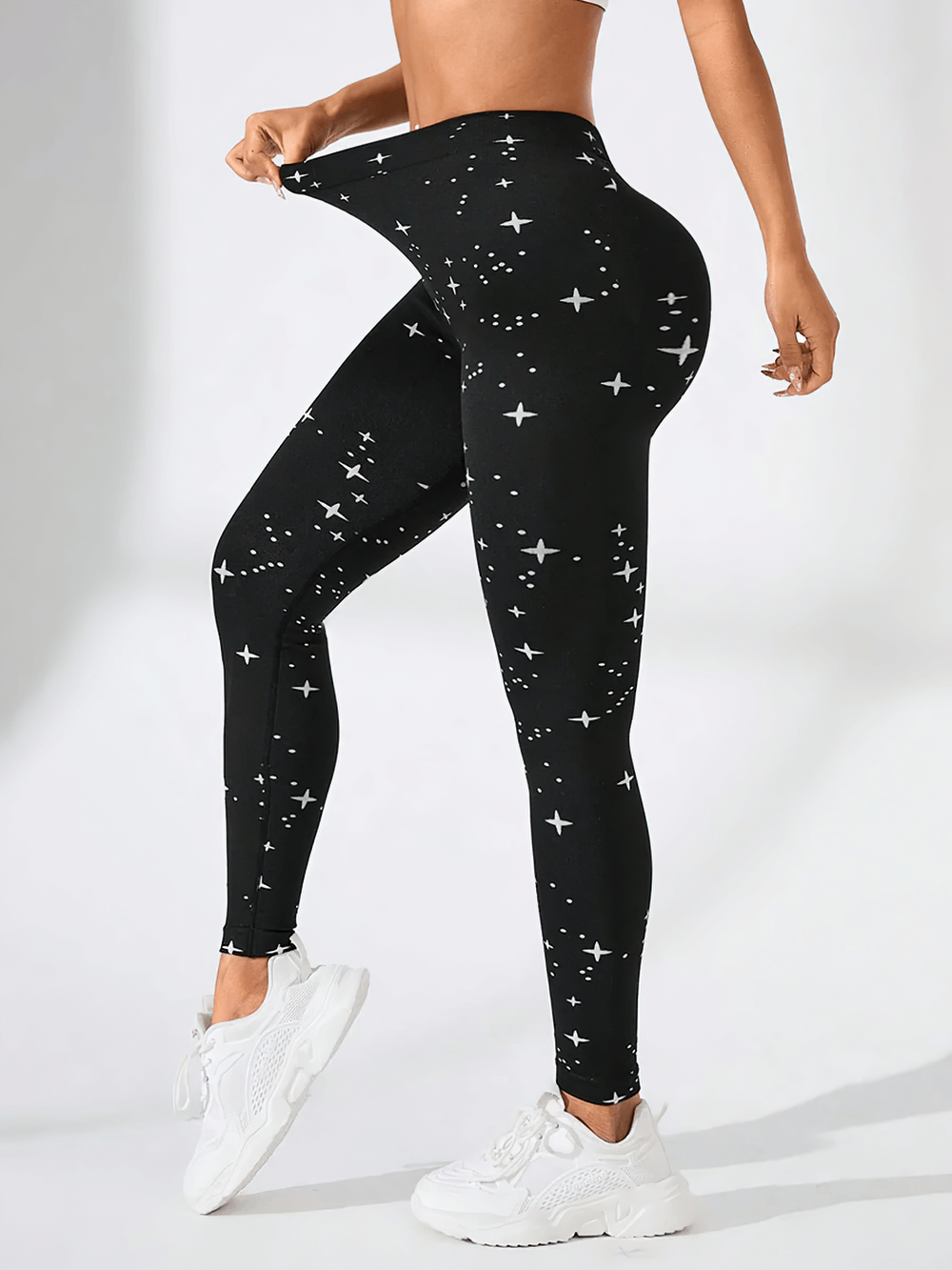 Starry Sky High Waist Push Up Gym Leggings - SF4003 featuring tummy control, seamless design, and modern star print for workouts.