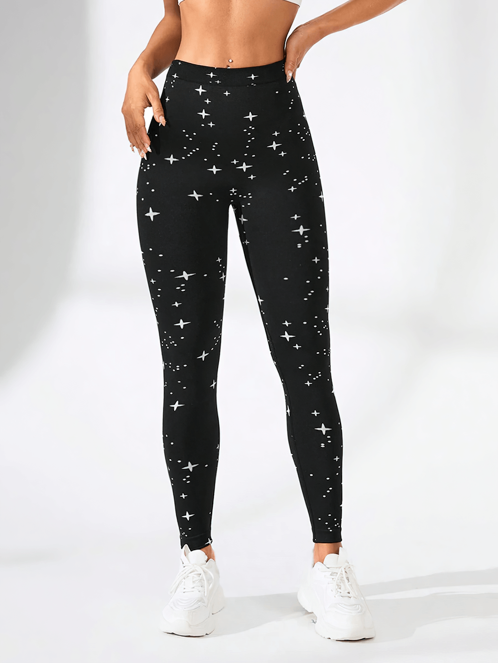 Starry Sky High Waist Push Up Gym Leggings - SF4003, featuring starry pattern, seamless tummy control, perfect for yoga and fitness workouts.