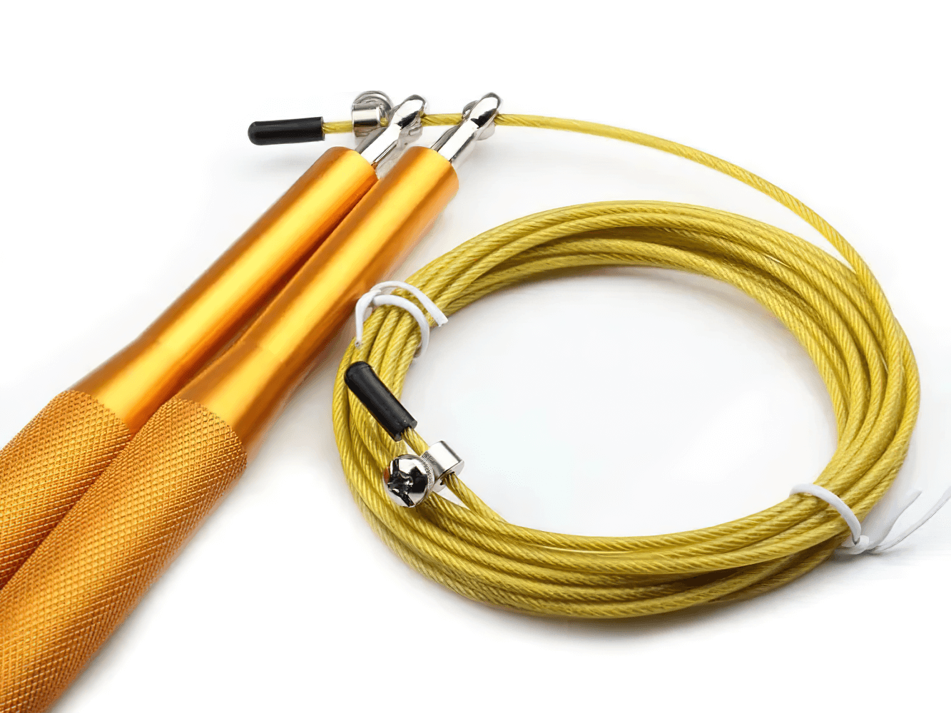 Steel Wire Jump Rope for Speed Training - SF3499 with adjustable gold cable and non-slip handles.