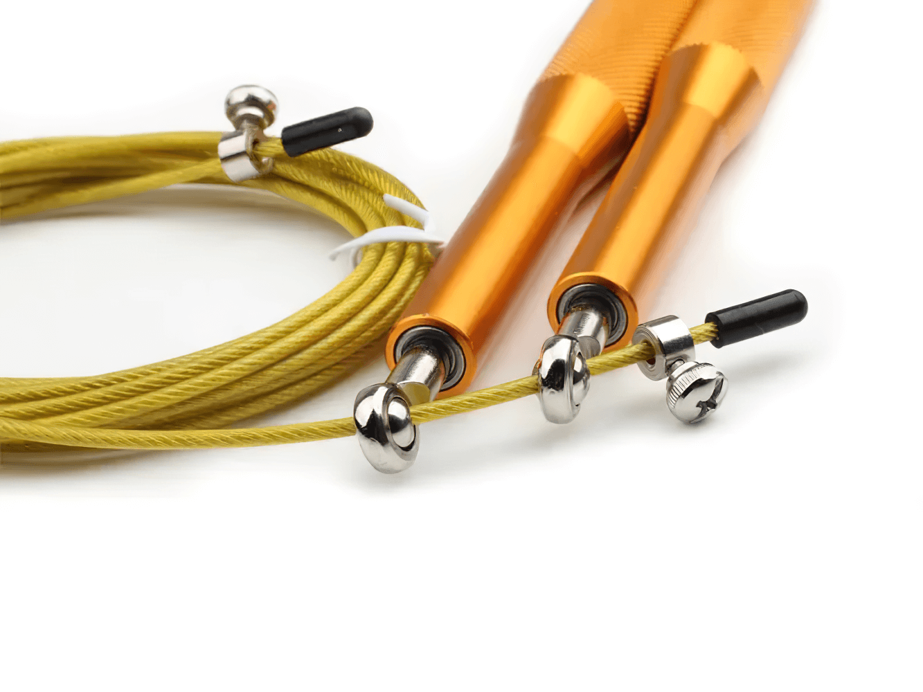 Steel Wire Jump Rope for Speed Training - SF3499 with adjustable cable and non-slip orange handles for high-speed workouts.