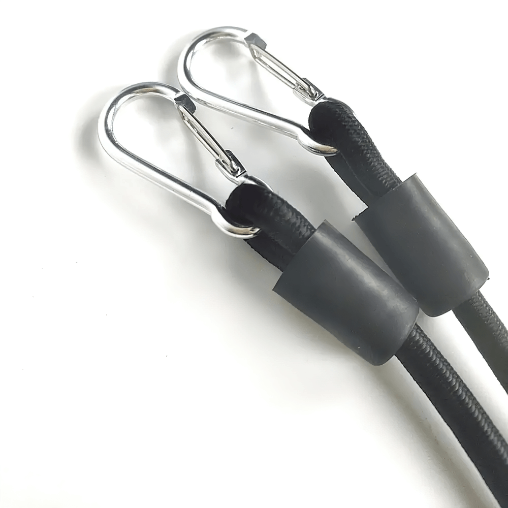 Close-up of durable elastic tubing with metal clasps from Stepper Resistance Bands SF3384 for versatile home workouts.