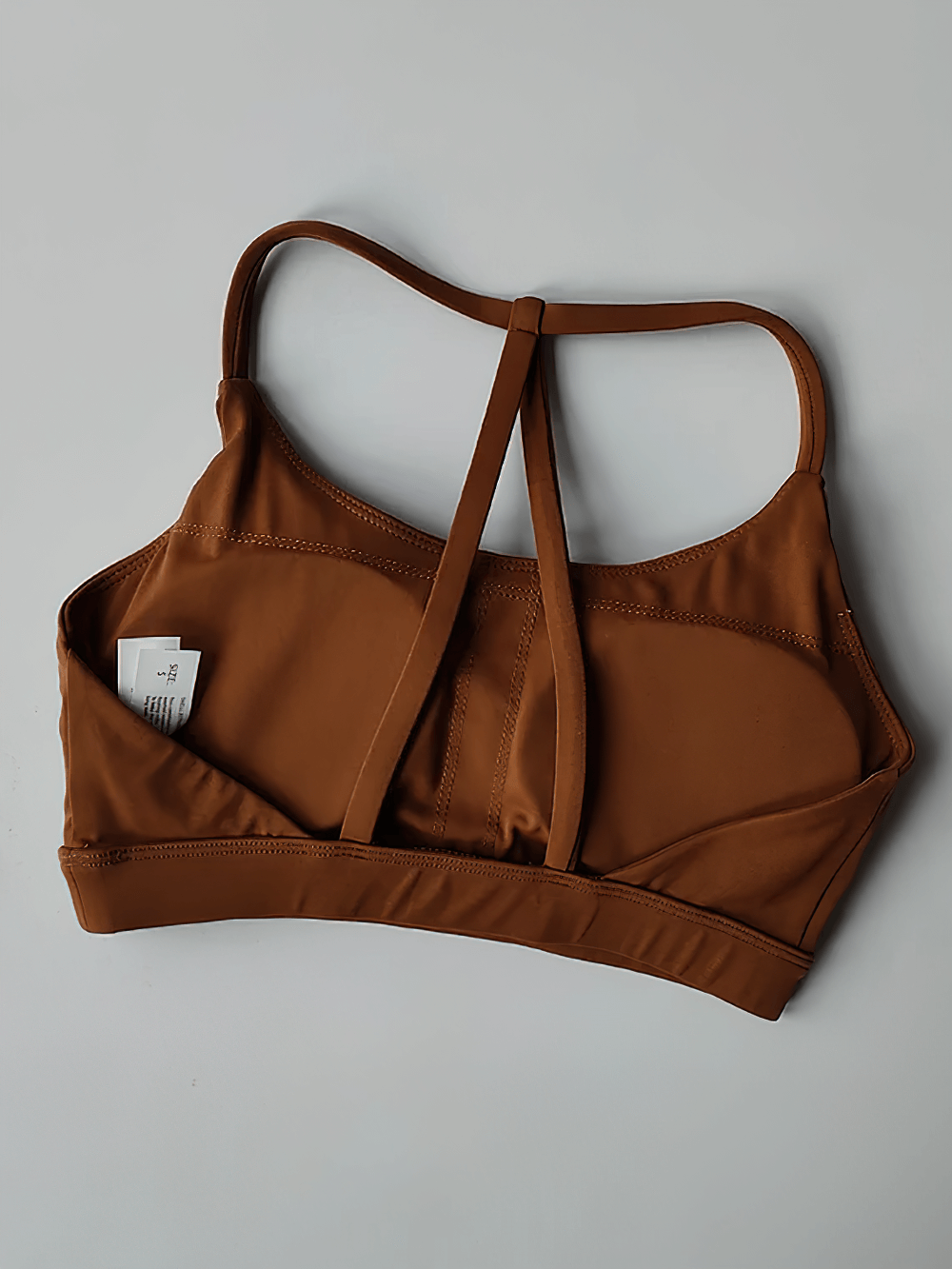 Strappy T-Back Push-Up Sports Bra for Yoga and Gym - SF4033 in brown color, perfect for workout comfort and style.