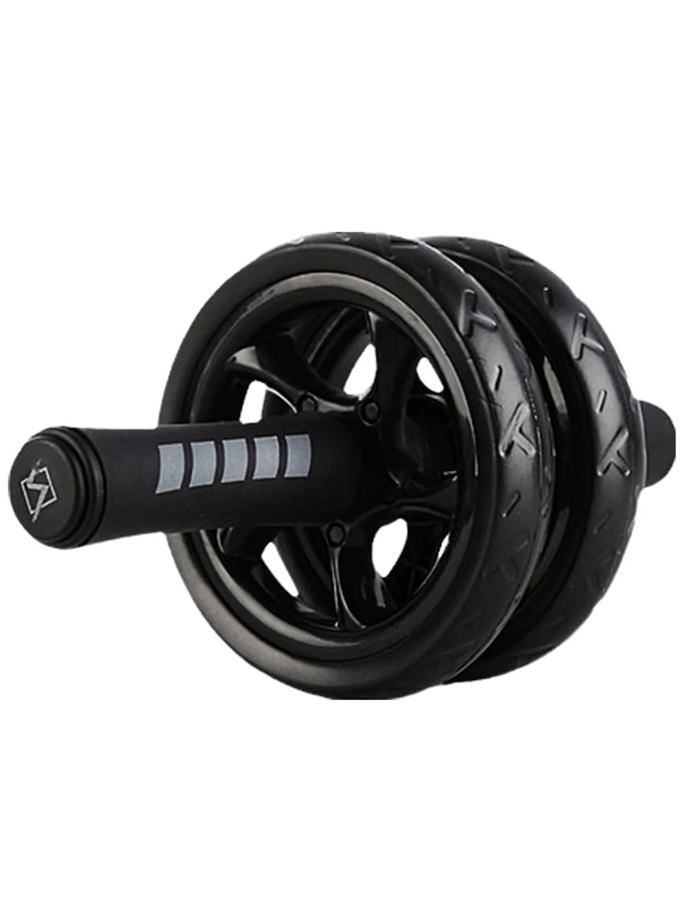 Black strength training roller SF3233 with wear-resistant wheels for full-body workouts and core strength at the gym.
