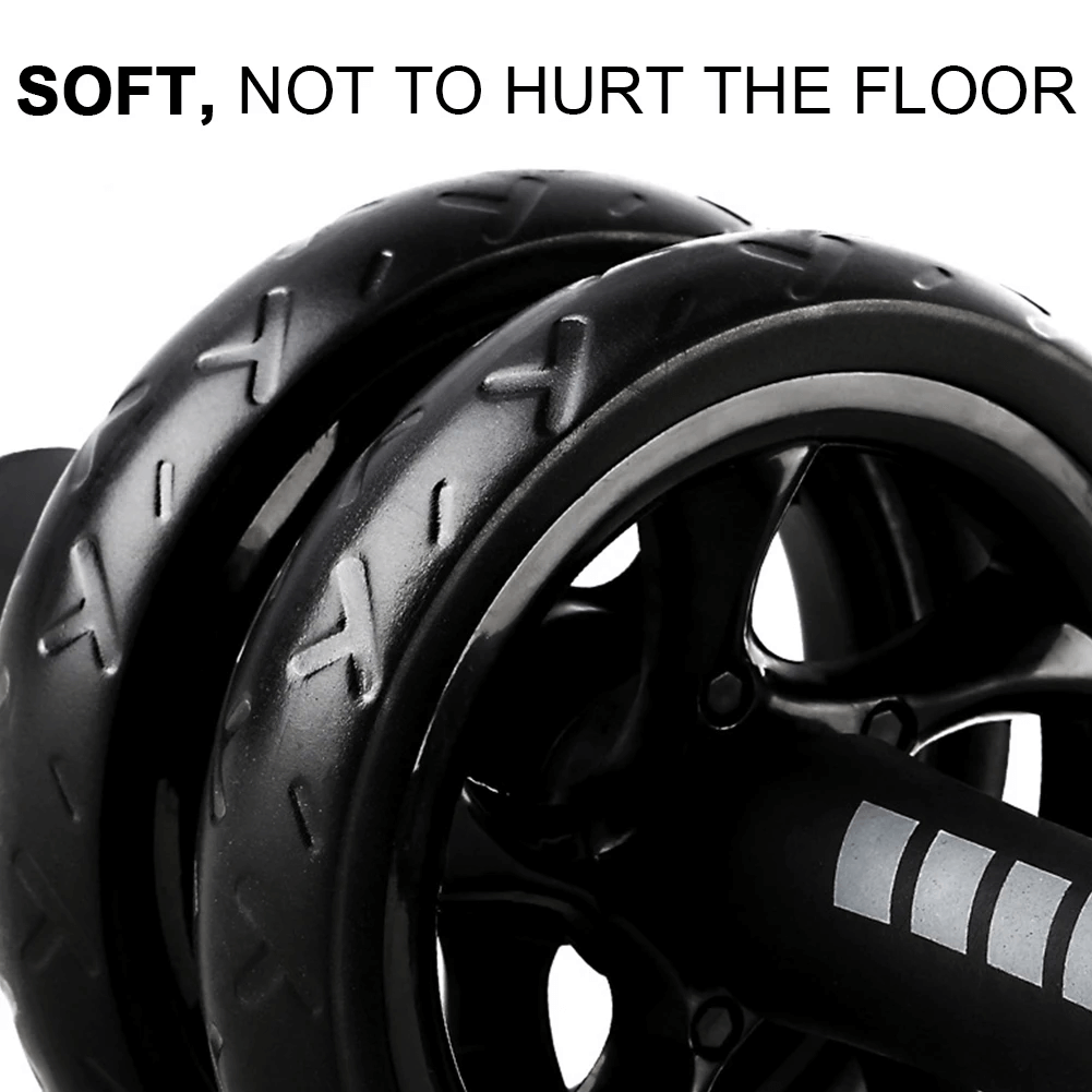 Close-up of durable exercise roller wheels designed for smooth, quiet gym workouts, emphasizing floor-friendly features.