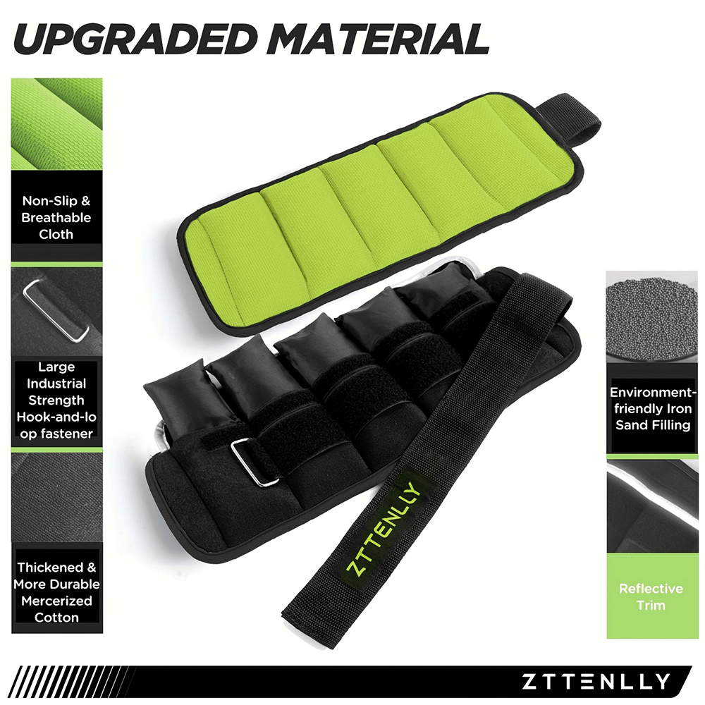 Adjustable ankle and wrist weights with reflective trim, secure straps, breathable mesh fabric, and carry bag, design SF2907.