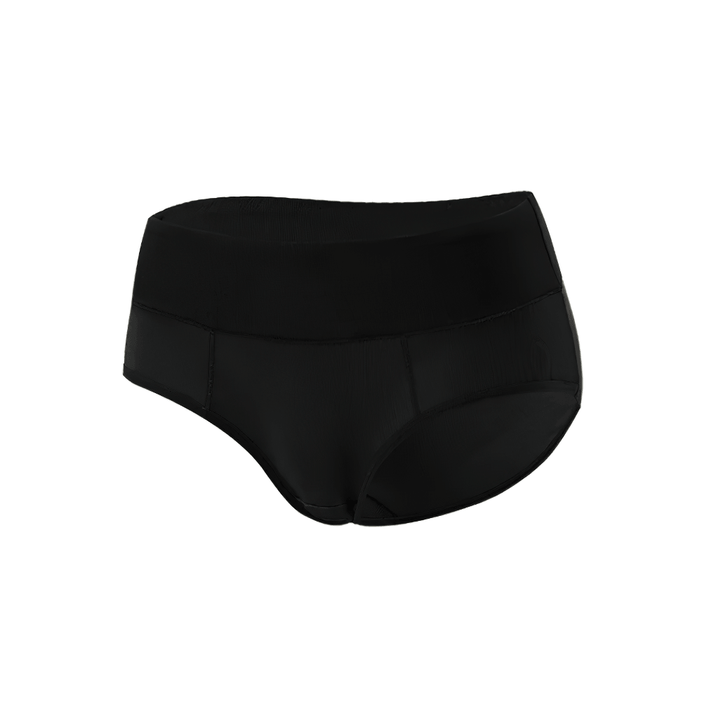 Stretchy Color Block Mid Waist Briefs for Women - SF4666 in classic black, featuring a broad waistband and smooth stretchy fabric.