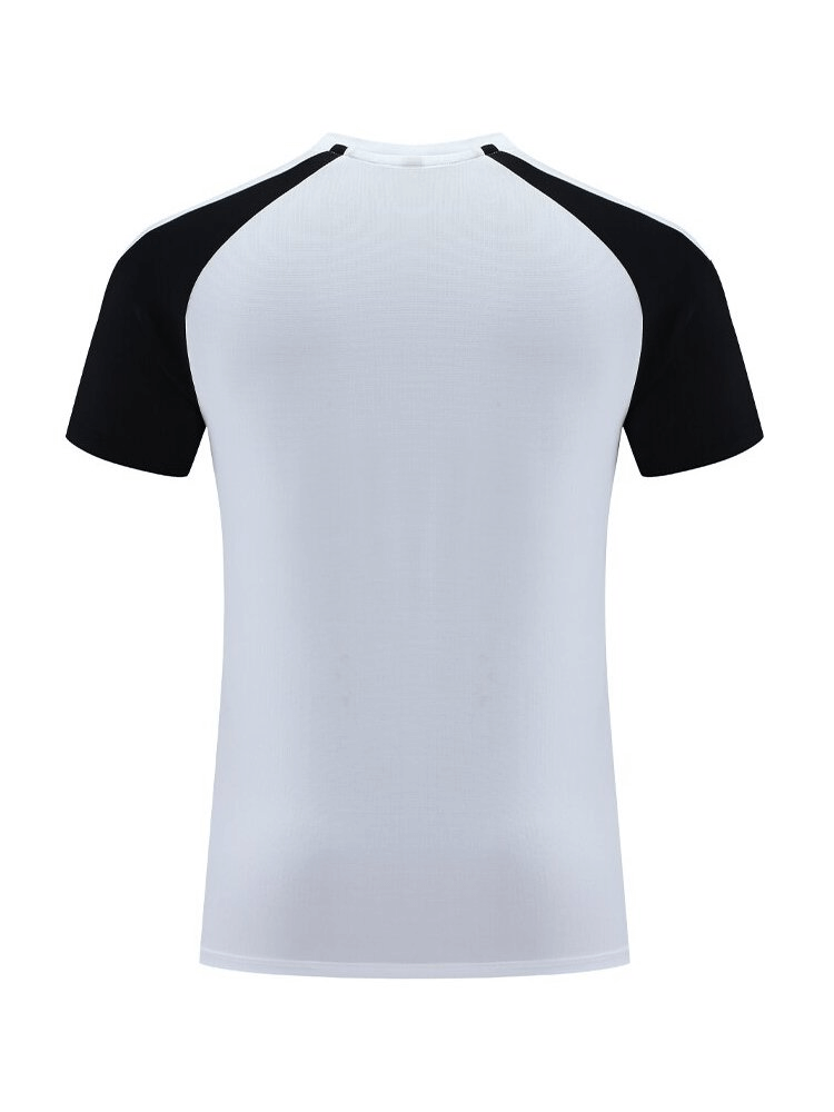 Back view of Stylish Breathable Quick-Drying Men's T-Shirt SF1517 in white with black sleeves, perfect for training and workouts.