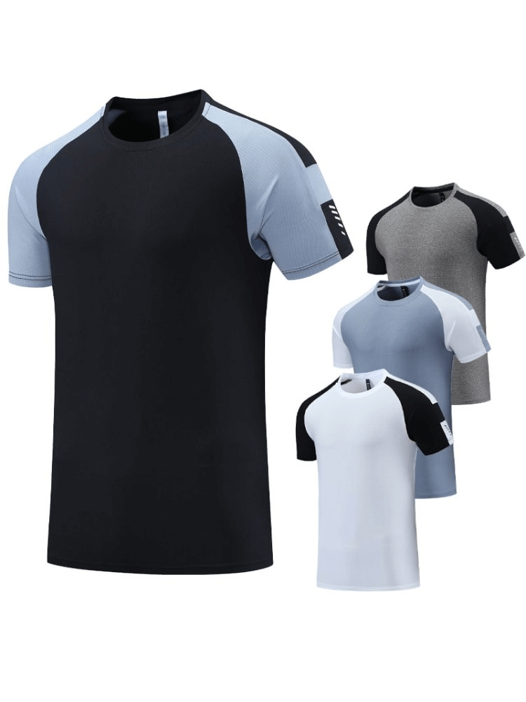Stylish breathable quick-drying men's t-shirts in various colors, perfect for running and gym workouts.