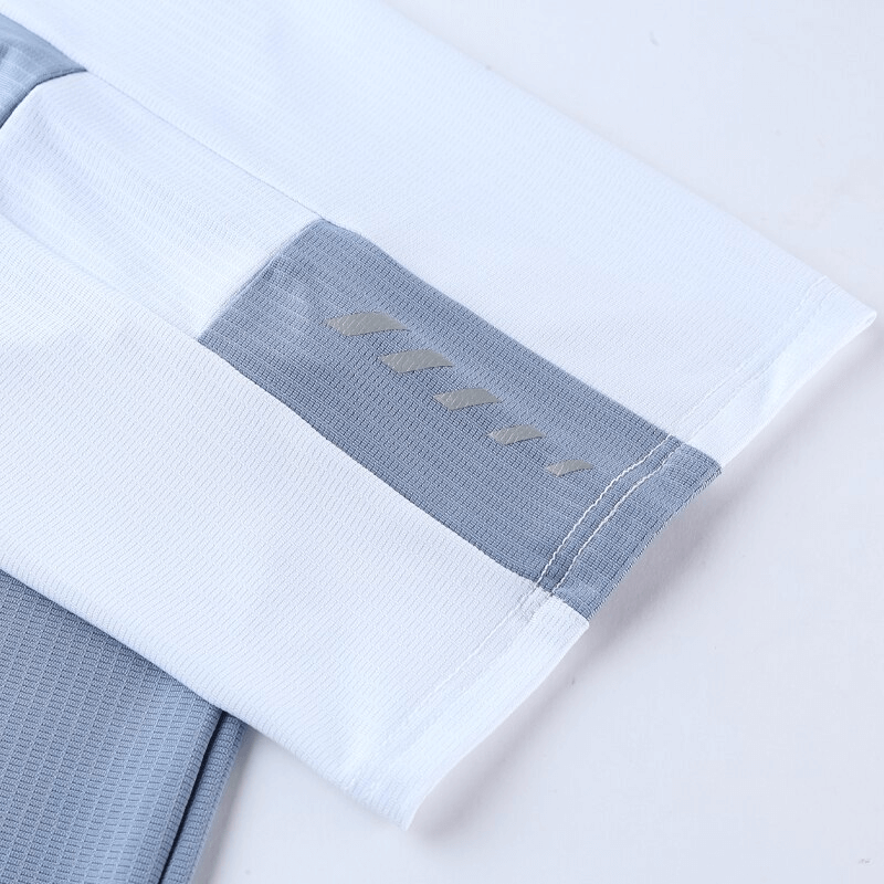 Close-up of Stylish Breathable Quick-Drying Men's T-Shirt sleeve, showing lightweight polyester material for comfort during workouts.