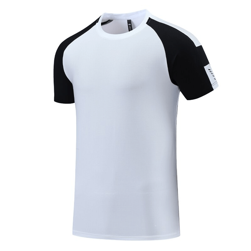 Stylish breathable quick-drying men's T-shirt for training, white with black accents, ideal for running and gym workouts, SF1517.