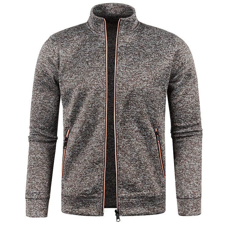 Stylish Cashmere Men's Zipper Sweatshirt SF1553 with turtleneck, long sleeves, and cozy polyester-cashmere blend.