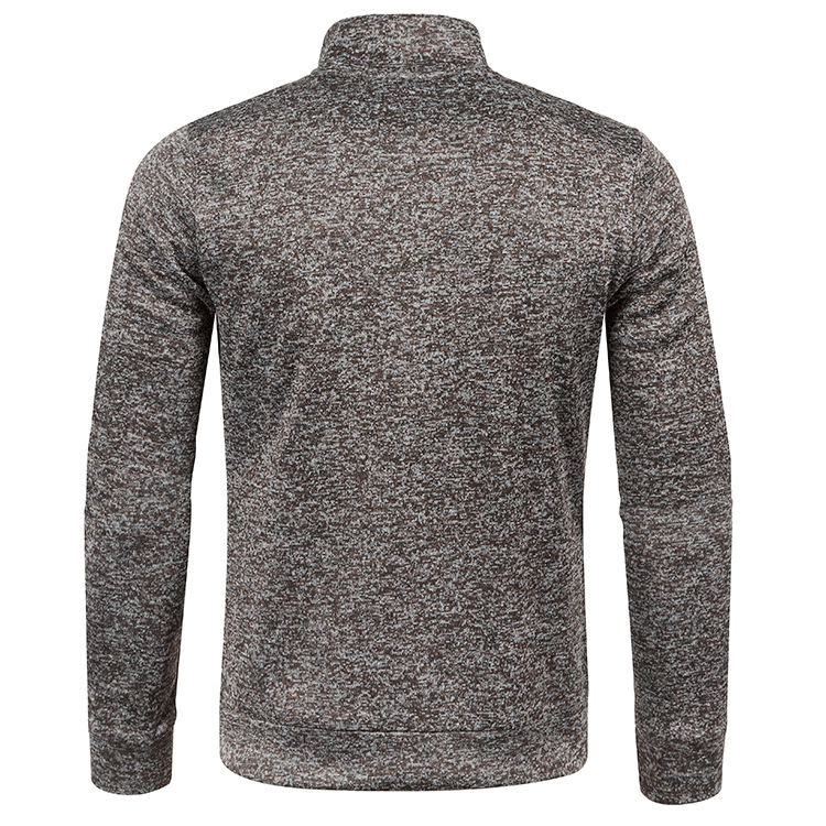 Back view of Stylish Cashmere Men's Long Sleeves Zipper Sweatshirt SF1553 featuring a turtleneck collar and luxurious fabric blend.