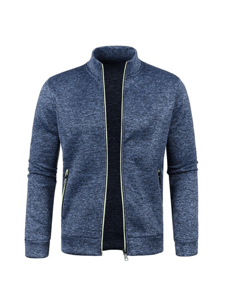 Stylish Cashmere Men's Long Sleeves Zipper Sweatshirt in blue with turtleneck collar - SF1553.