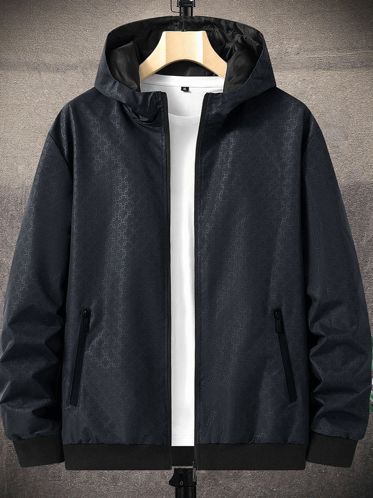 Stylish Casual Hooded Zip Windbreaker Jacket for Men - SF1947