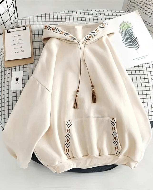 Stylish Casual Women's Hoodie with Embroidered Patterns - SF1593