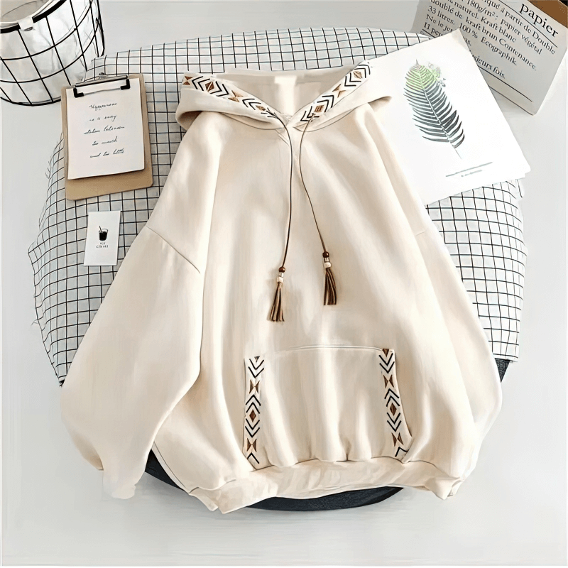 Stylish Casual Women's Hoodie with Embroidered Patterns - SF1593