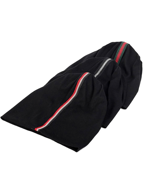 Unisex stylish cotton soft beanie with decorative zipper, geometric pattern, and cotton-polyester blend for warmth and comfort, style SF1718.