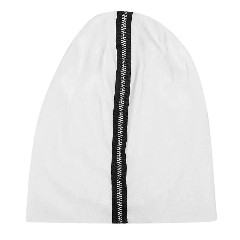Unisex stylish cotton beanie with decorative zipper, soft and warm, perfect for all weather and head sizes 48-52cm, model SF1718.