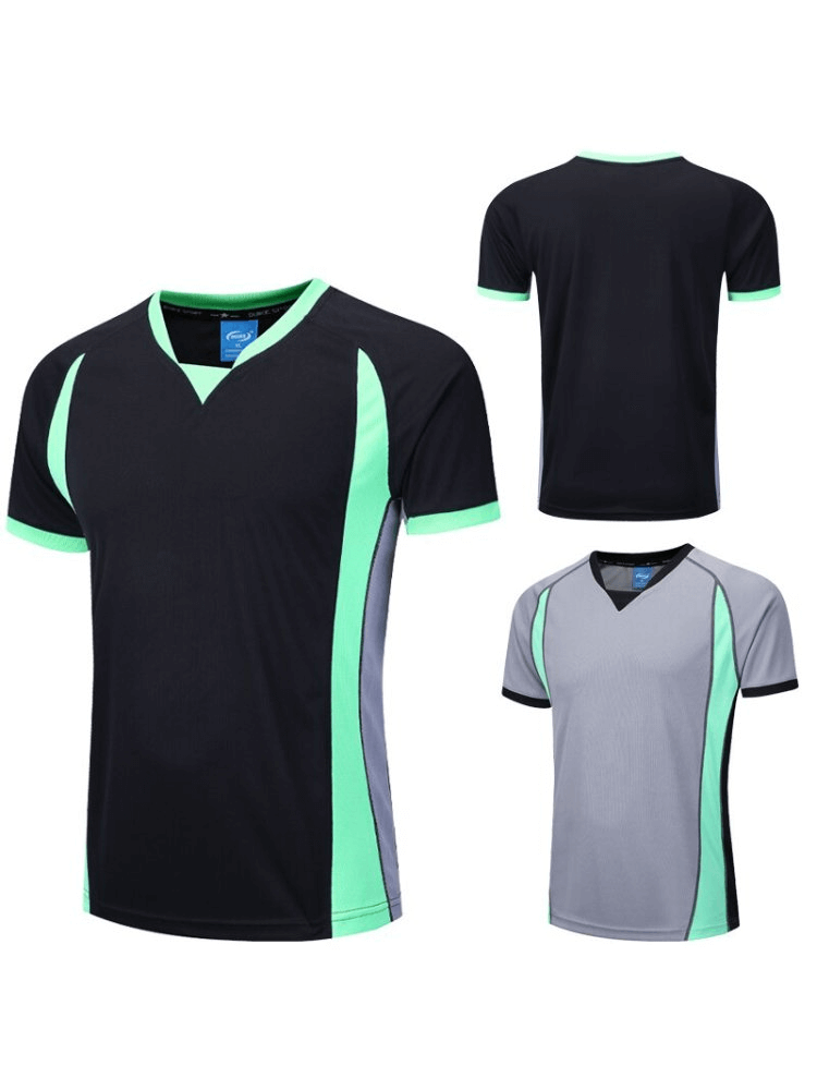 Stylish Elastic Quick-Drying Men's T-Shirt SF1503 in black and gray, featuring short sleeves and breathable polyester material.