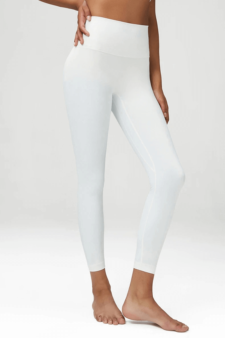 Stylish white high-waist women's yoga leggings for enhanced flexibility and comfort.