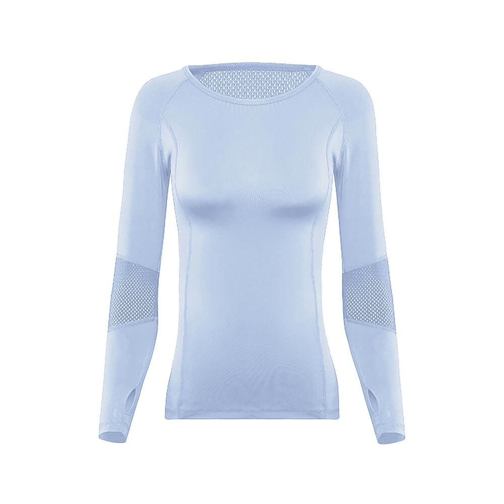 Stylish Elastic Women's Long Sleeve Top with Mesh Inserts - SF1271