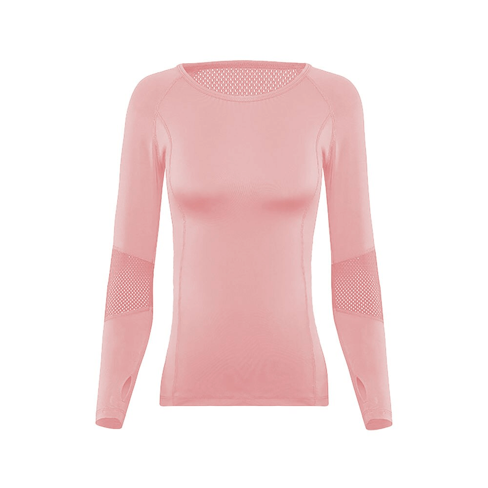 Stylish Elastic Women's Long Sleeve Top with Mesh Inserts - SF1271