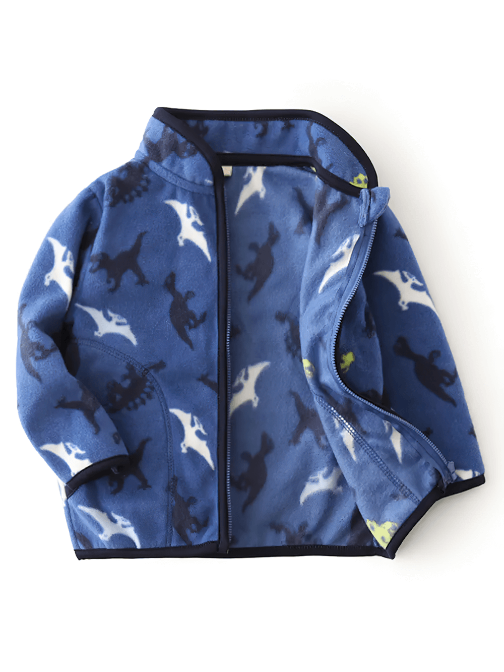 Stylish Fleece Jacket with Print for Boys and Girls - SF3537, cute blue jacket with dinosaur print for kids.