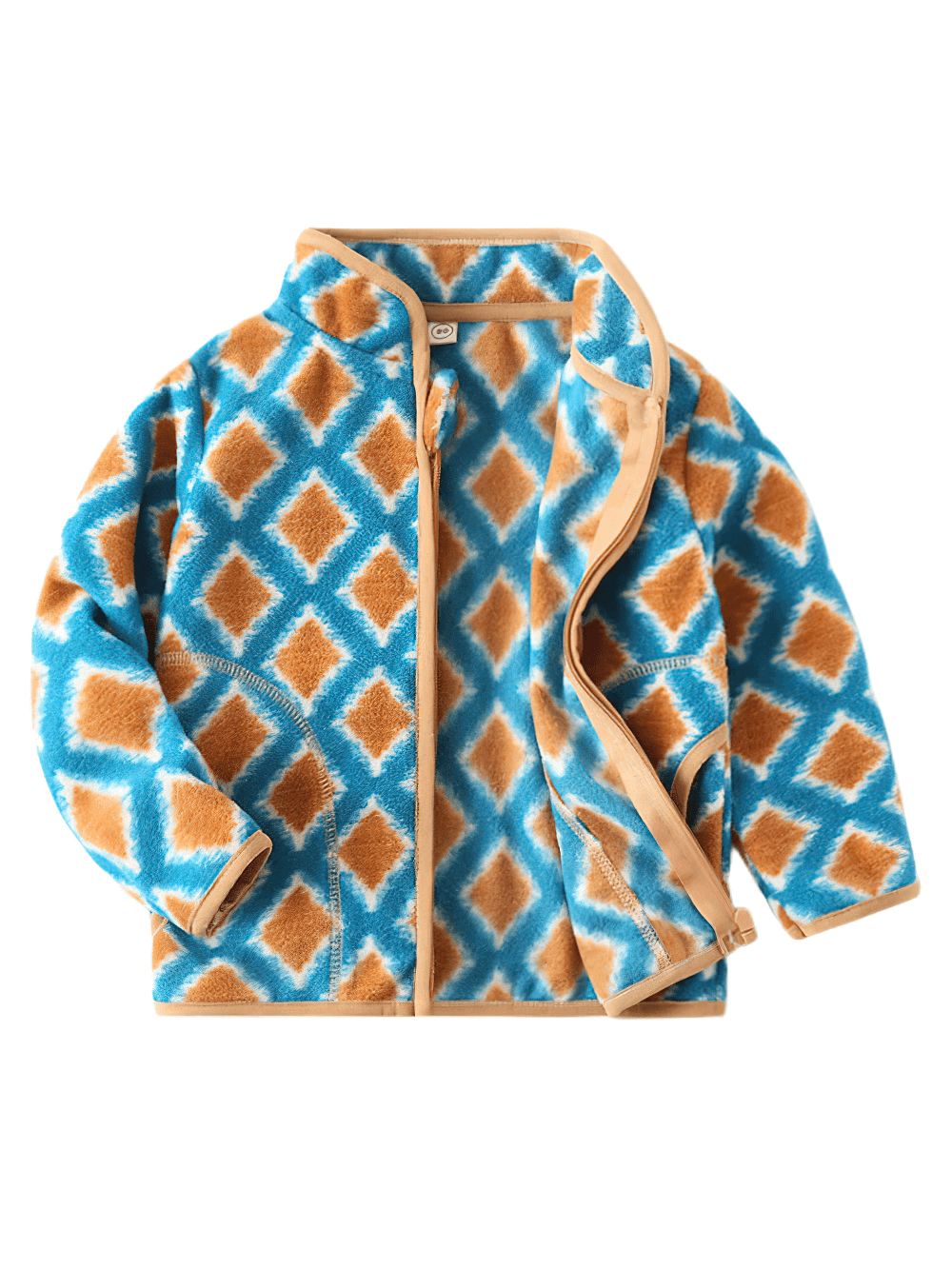 Stylish Fleece Jacket with Print for Boys and Girls - SF3537, featuring a fun geometric pattern, ideal for kids' cozy wear.