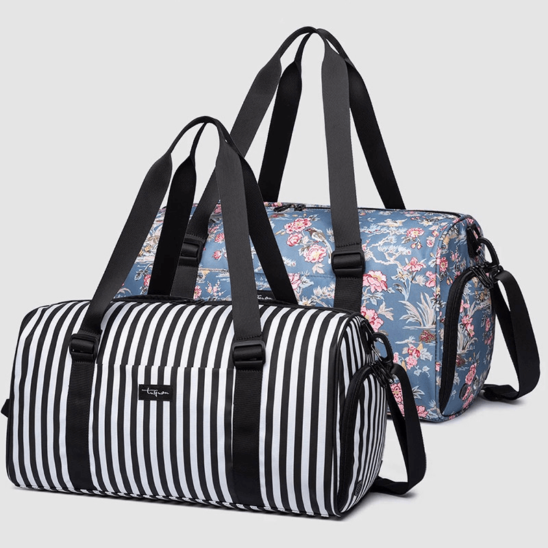 Stilvolle Sporttasche – Blumen- und Streifendesign – SF1961 