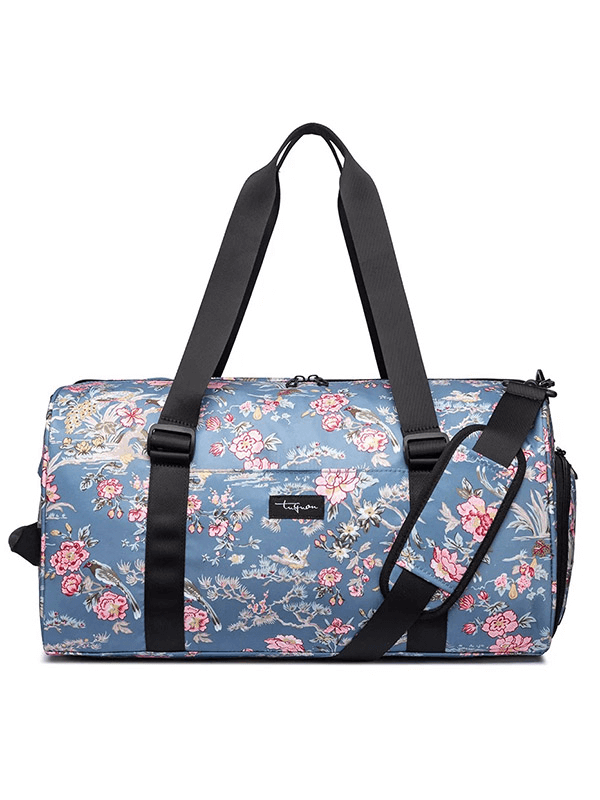 Stylish Gym Duffle Bag - Floral and Striped Design - SF1961