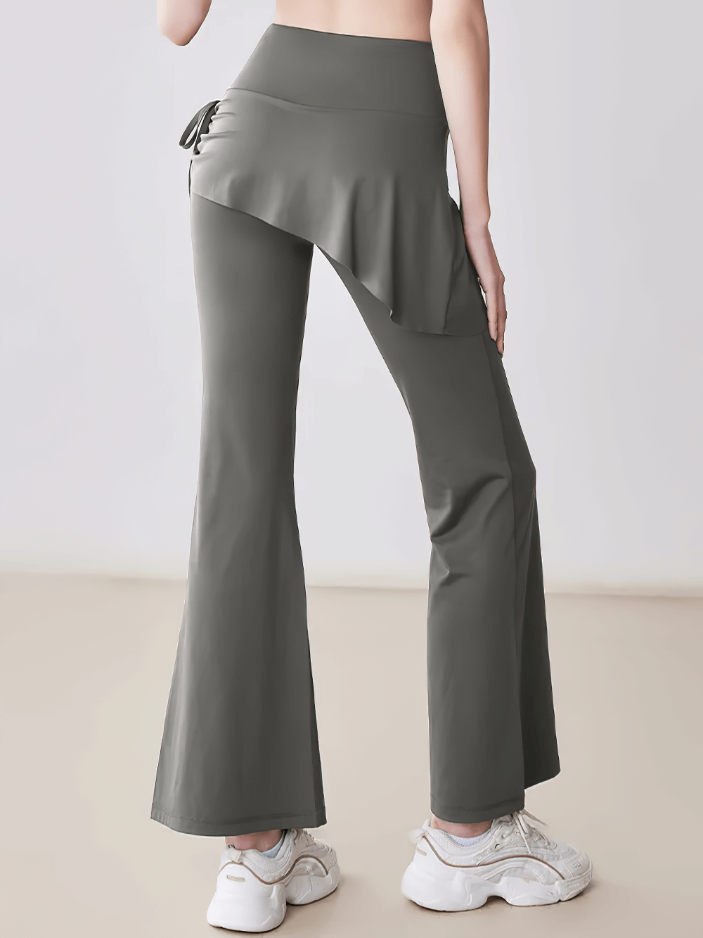 Stylish High Waist Overlay Skirt Flared Yoga Pants - SF4414