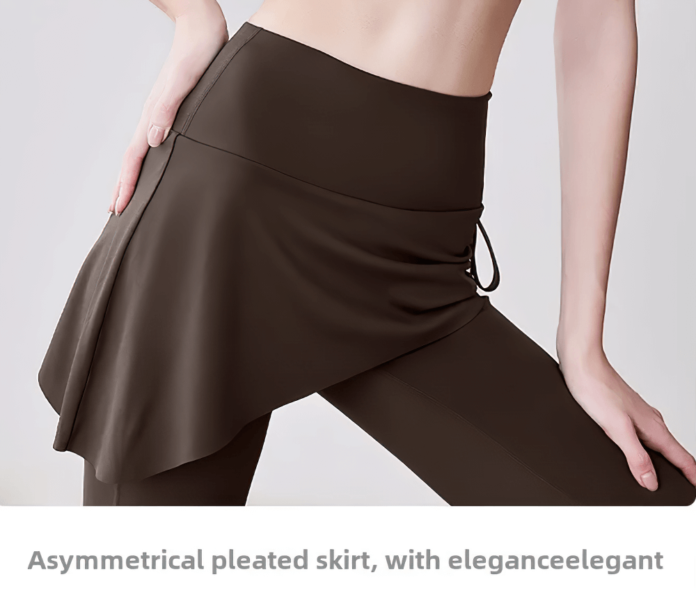 Stylish High Waist Overlay Skirt Flared Yoga Pants - SF4414